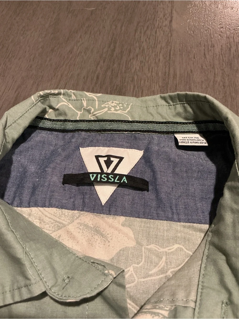 VISSLA Byebiscus Eco Sage Green Short-Sleeve Floral Button-Up Shirt M - Picture 4 of 13